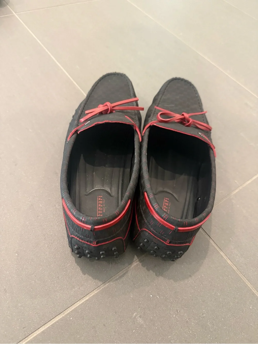 Tod's x Ferrari Black Driving Loafers with Red Accents - Men’s Slip-On